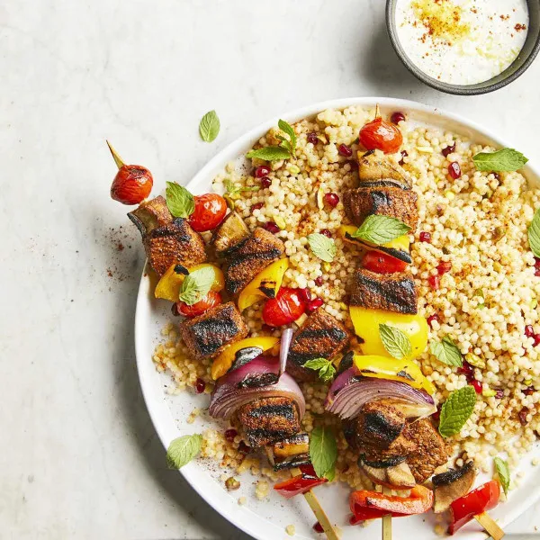 Biefstukspiesen met Granaatappel Couscous