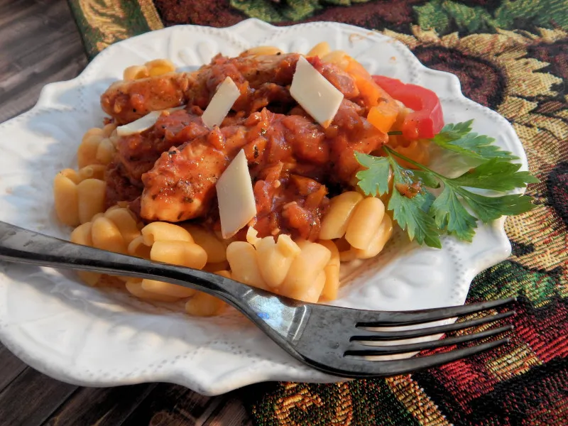 Oogst Van Paprika En Kip Pasta