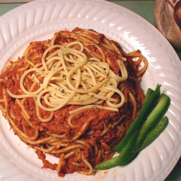 Spaghetti met corned beef