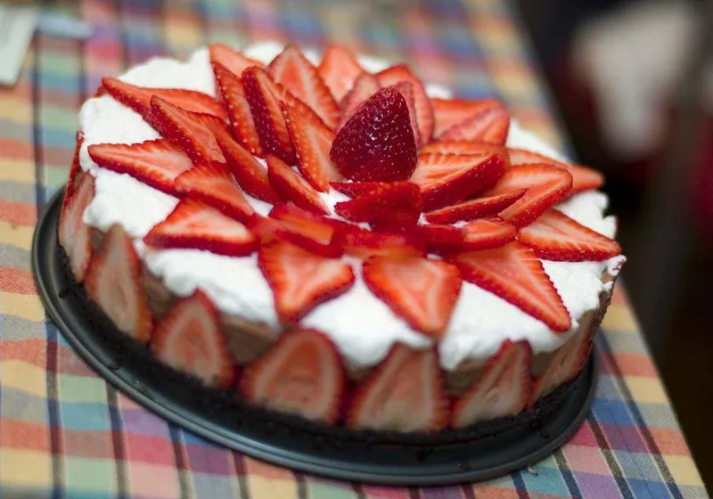 Chocolade Mousse Taart Met Aardbeien
